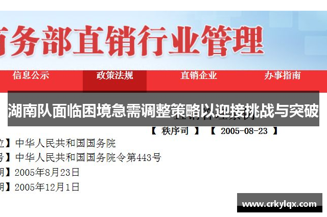 湖南队面临困境急需调整策略以迎接挑战与突破